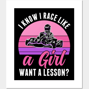 Go Kart Racing Girl Try to Keep Up Women Funny Go Kart RAcer Posters and Art